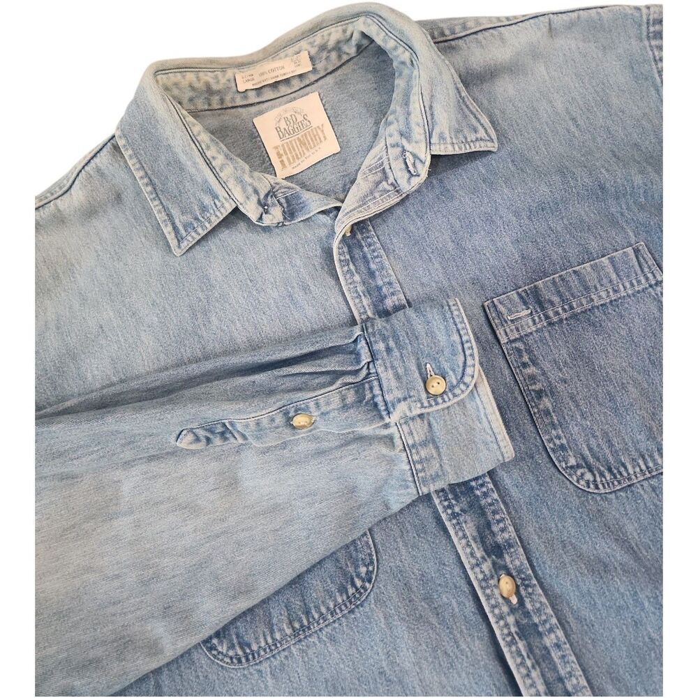 B.D. Baggies Shirt Mens XL Blue Denim Button Front Made USA Casual Long Sleeve